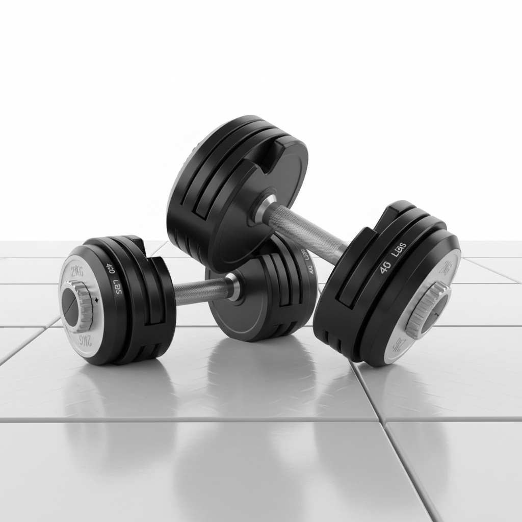 Adjustable dumbbells set with storage tray