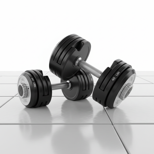 Adjustable dumbbells set with storage tray